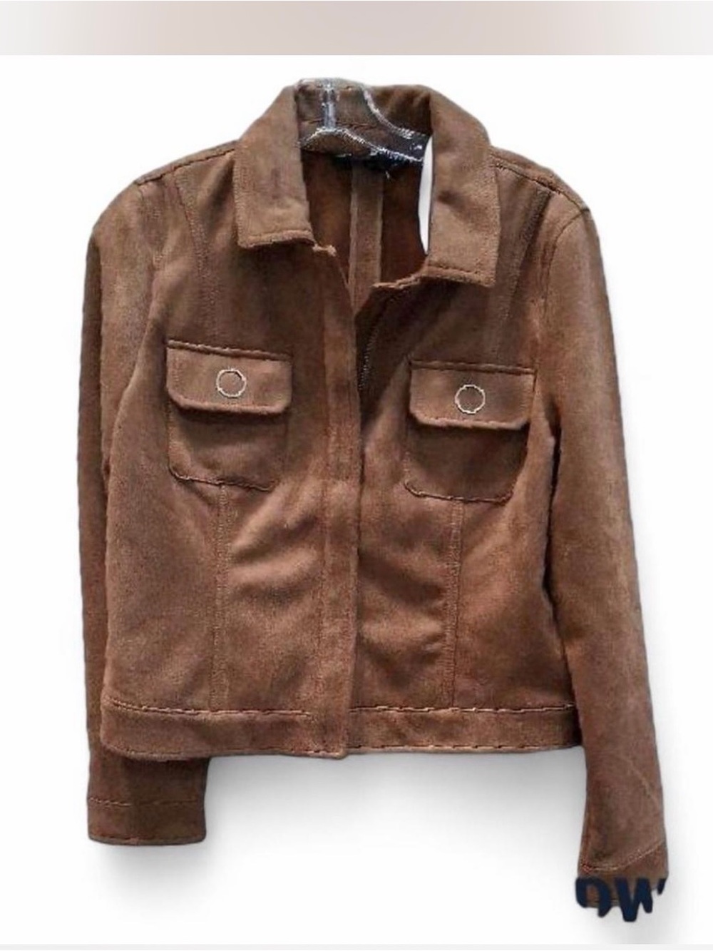 NWT White House Black Market Brown suede jacket silver hardware women Size Large